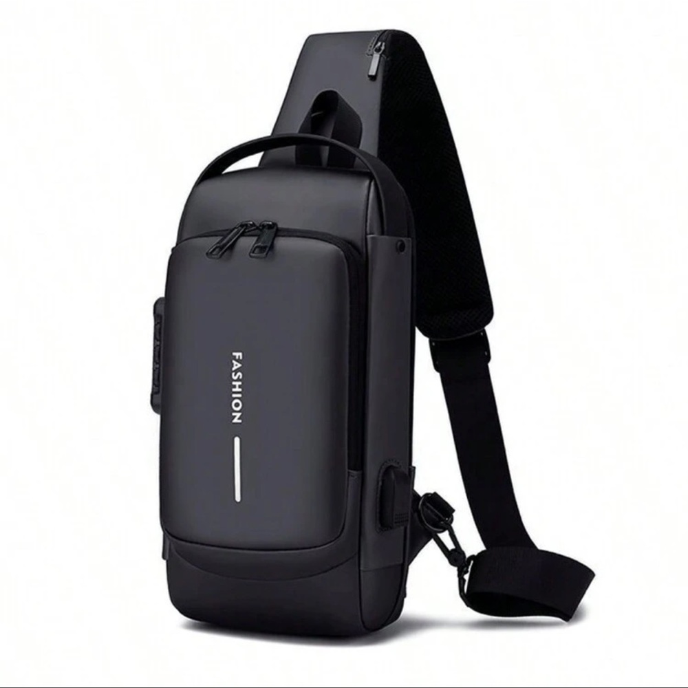 Anti-Theft Password Lock Men Chest Bag Street Style Motorcycle Bag